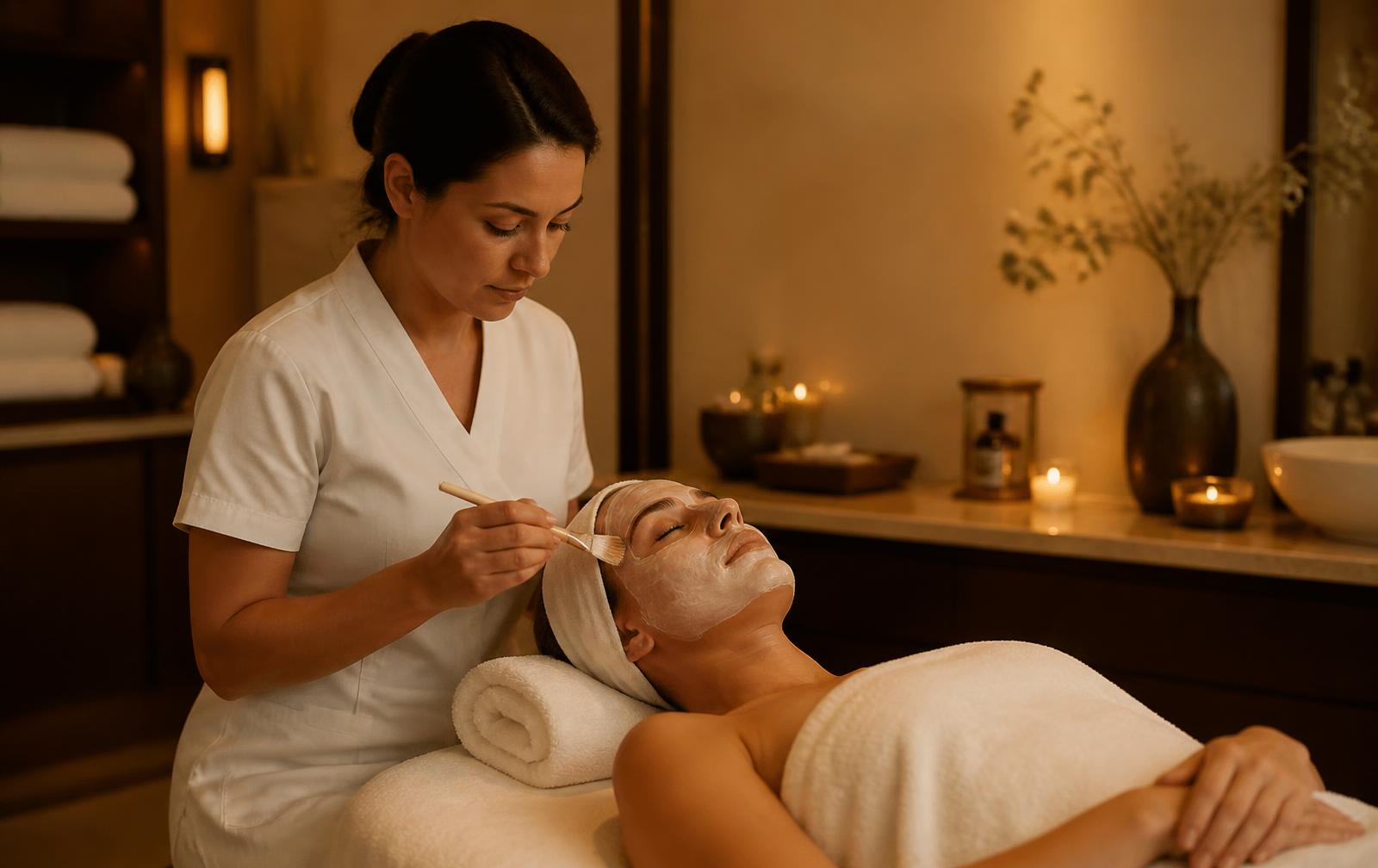 Professional facial treatment in a luxury spa room